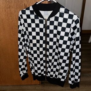 Checkered Black and White Bomber Jacket